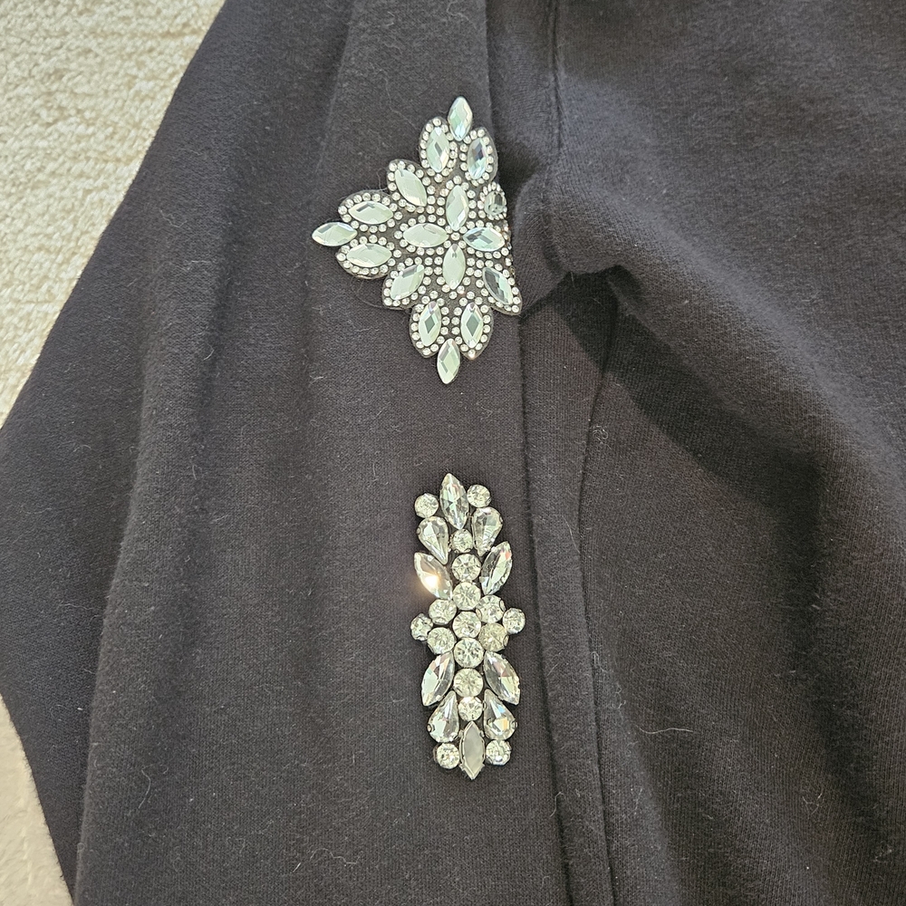 Bobby Carr Black Embellished Crewneck Sweatshirt Size S Crystals Whimsigoth - Picture 4 of 10